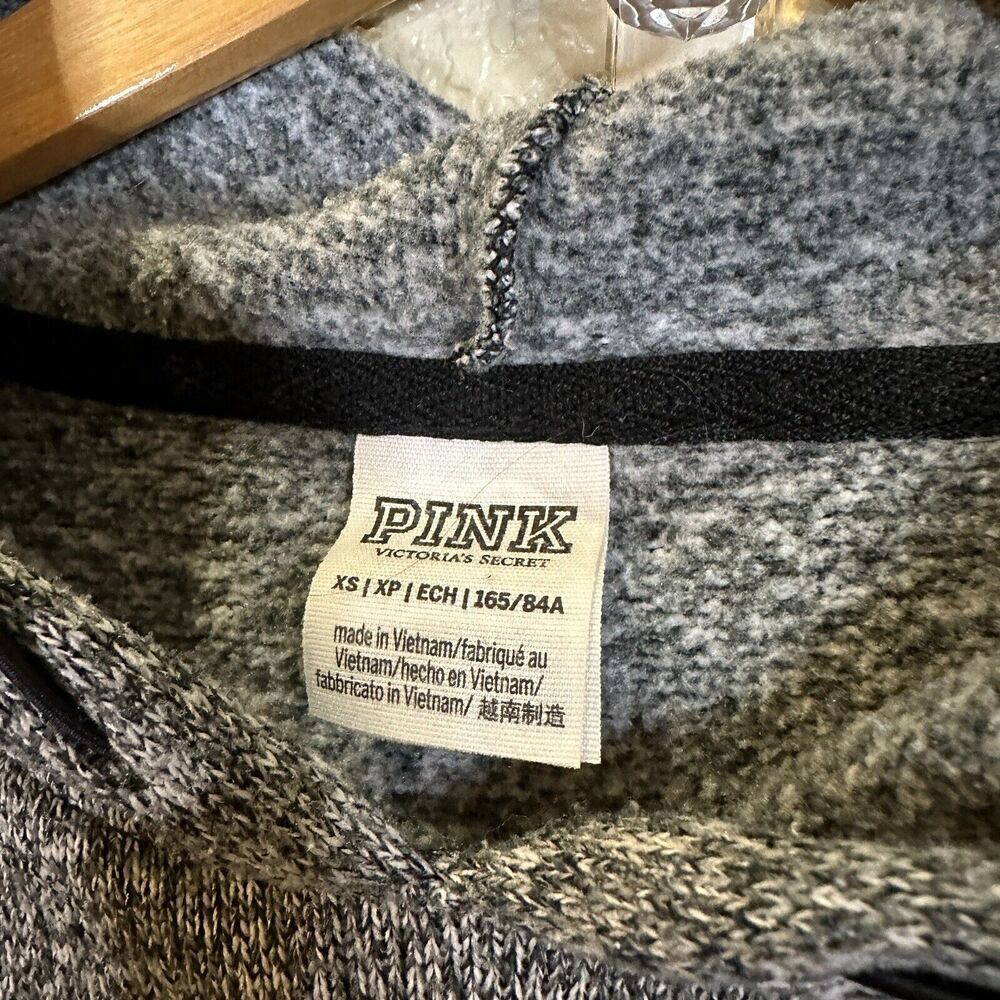 Victorias‎ Secret PINK Cropped Hoodie Bungee Sweatshirt Womens Small Gray Casual - Picture 2 of 4